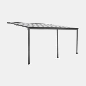 Pérgola 3x5m adossada alumínio com calha, Avenio, Antracite, 557x303x258 cm