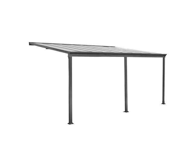 Pérgola cochera de aluminio con canalón integrado, 3x5m antracita - 557x303x258 cm