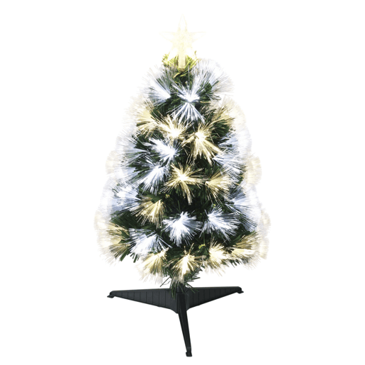 Árvore de Natal de fibra ótica com 60 luzes LED de cor quente.