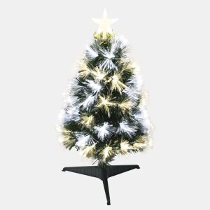 Árvore de Natal de fibra ótica com 60 luzes LED de cor quente.