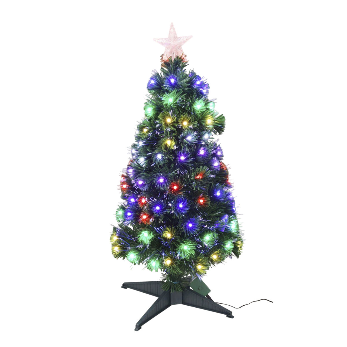 Well home árbol de navidad de fibra óptica con 95 luces led rgb y 8 funciones de color h.90cm