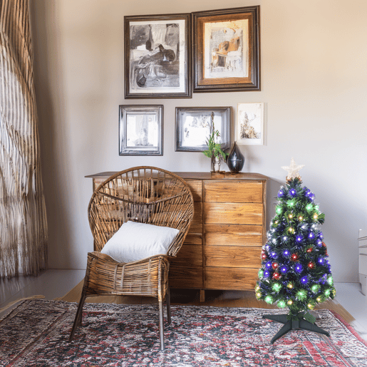 Árvore de Natal de fibra ótica com 95 luzes LED de cor quente e 8 funções.