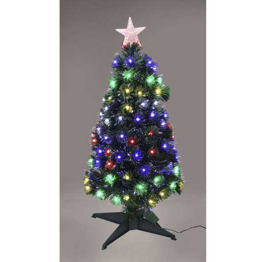 Árvore de Natal de fibra ótica com 95 luzes LED de cor quente e 8 funções.