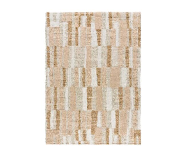 Alfombra shaggy geométrico beige serene terra, 133x190 cm - atticgo