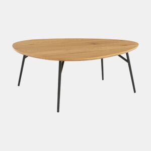Mesa de centro oval com pés de metal pretos e efeito carvalho, Ezia, Carvalho, 100x95.5x35.5 cm