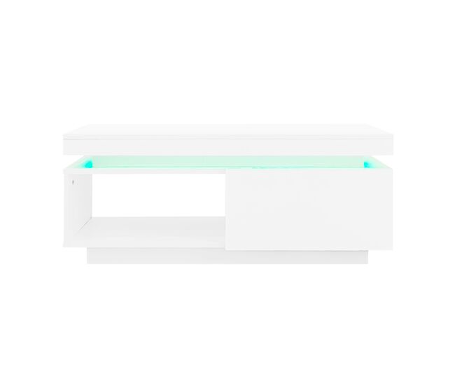 Mesa de centro moderna de alto brillo 100x50x40,3 cm - mesa elegante con iluminación led, cajón y capacidad de carga de 50 kg