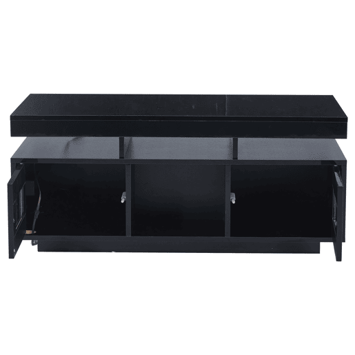 Mesa de centro 100x50x43 cm - Com luzes LED controláveis por aplicação, mesa com armazenamento e portas de carregamento - Preto