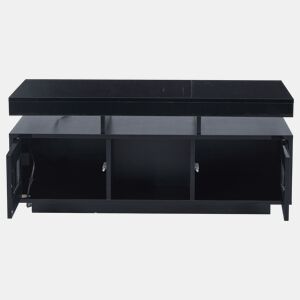 Mesa de centro 100x50x43 cm - Com luzes LED controláveis por aplicação, mesa com armazenamento e portas de carregamento - Preto