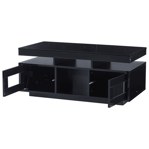 Mesa de centro 100x50x43 cm - Com luzes LED controláveis por aplicação, mesa com armazenamento e portas de carregamento - Preto
