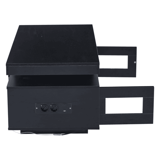Mesa de centro 100x50x43 cm - Com luzes LED controláveis por aplicação, mesa com armazenamento e portas de carregamento - Preto