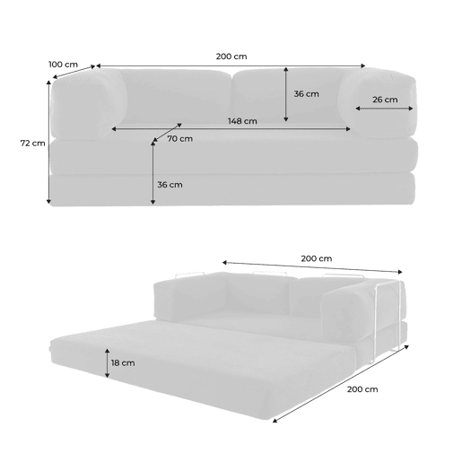 Sofá cama futon conversível em veludo canelado e estrutura cromada, 3 lugares, Seventies, Terracota, 200x100x72 cm