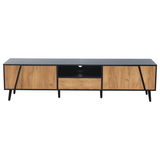 Móvel de TV 180x40x46 cm - Com gavetas e 2 armários - Minimalista com 6 pés de madeira maciça Móvel de TV 180x40x46 cm - Com gavetas e 2 armários - Minimalista com 6 pés de madeira maciça