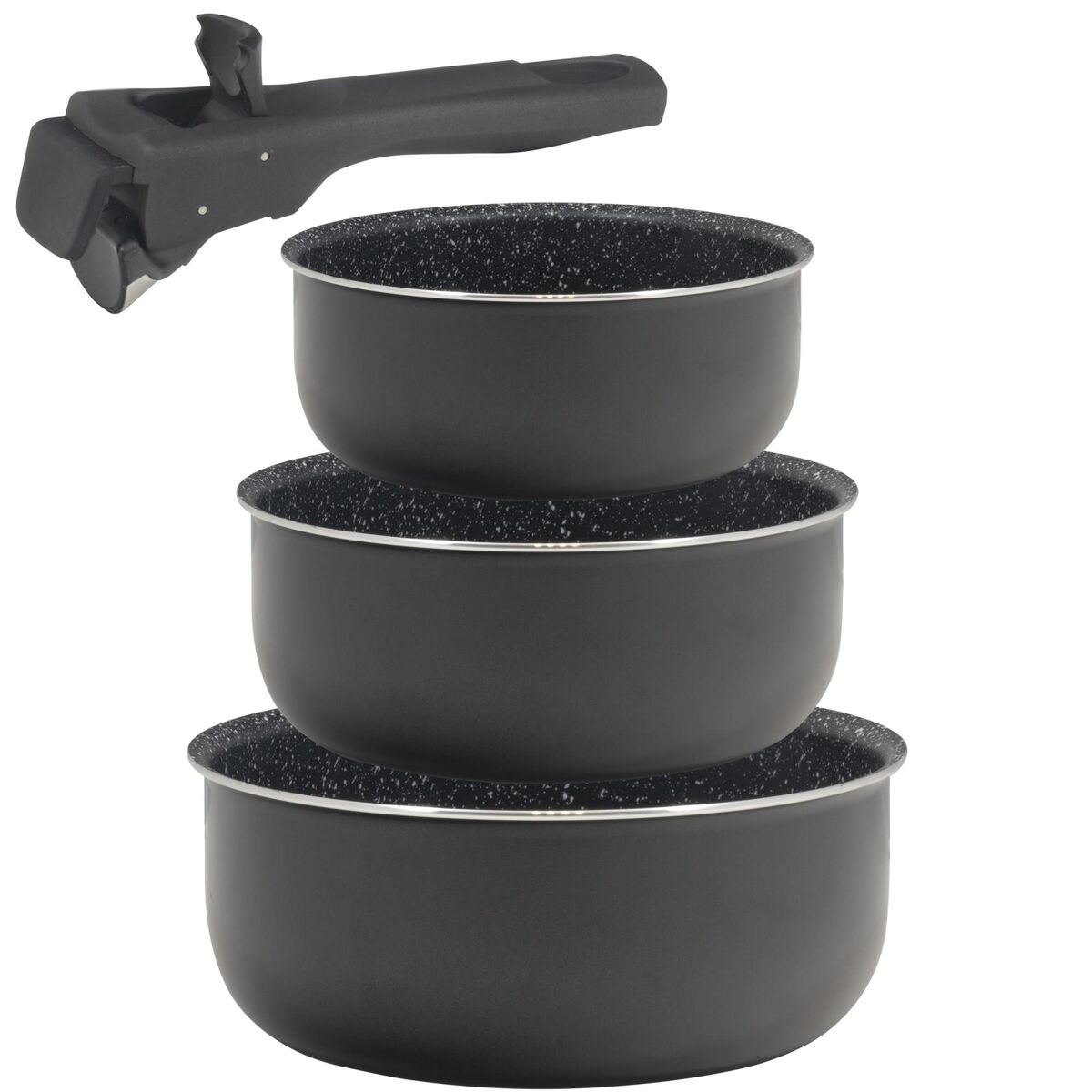 Set de cazos inducción con mango extraíble Bergner Click&Cook
