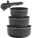 Set de cazos inducción con mango extraíble Bergner Click&Cook Set de cazos inducción con mango extraíble Bergner Click&Cook Negro