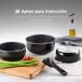 Set de cazos inducción con mango extraíble Bergner Click&Cook Set de cazos inducción con mango extraíble Bergner Click&Cook Negro