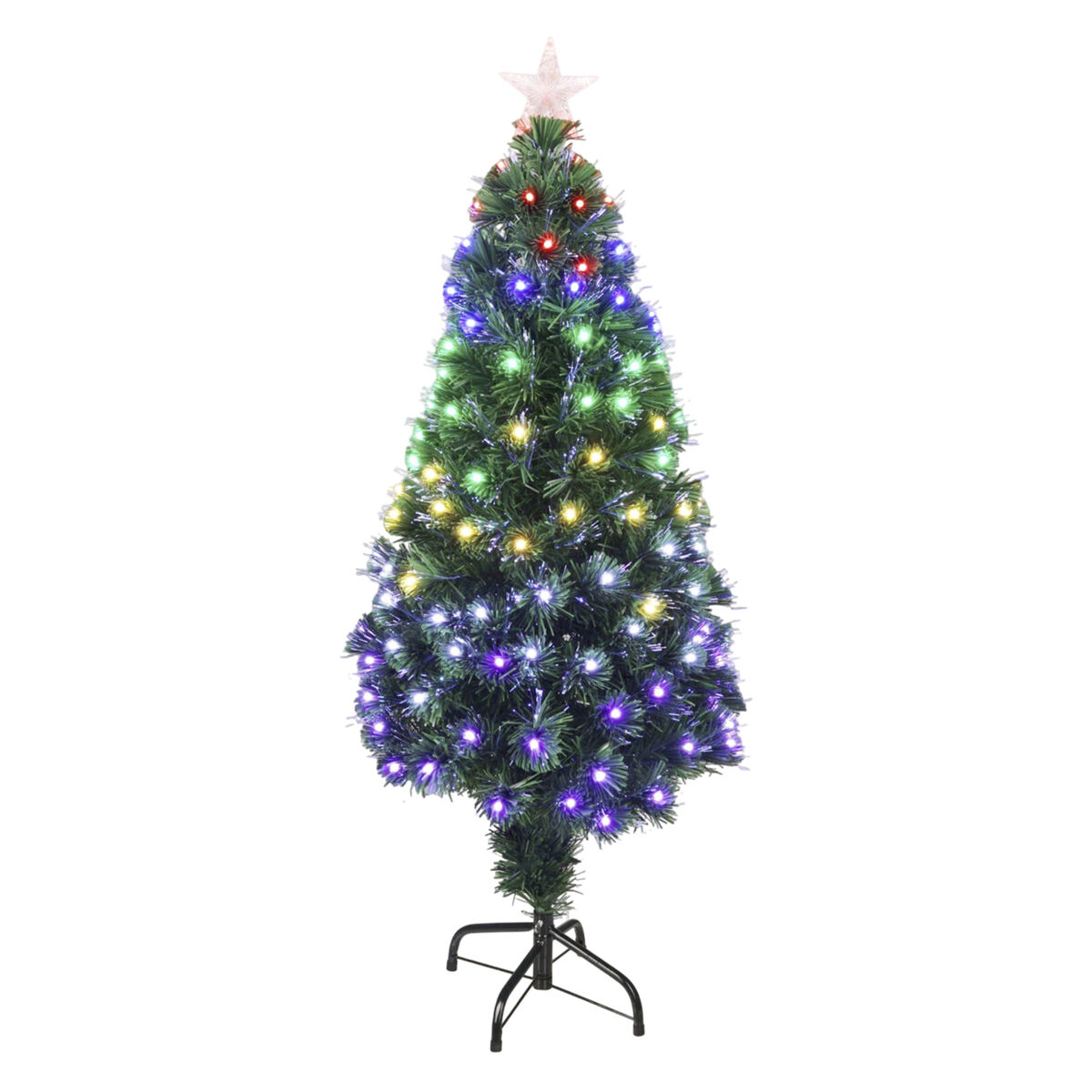 Well home árbol de navidad de fibra óptica con 135 luces led rgb y 8 funciones de color h.120cm