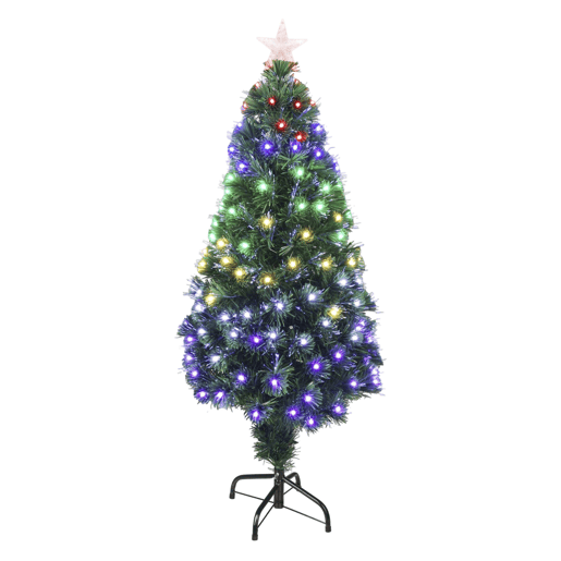 Árvore de Natal de fibra ótica com 135 luzes LED brancas quentes e 8 funções.