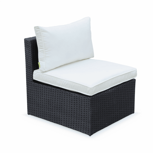 Conjunto de mobiliário de jardim em resina tecida de 5 lugares, Benito, Preto, 200.5x69.5x66 cm