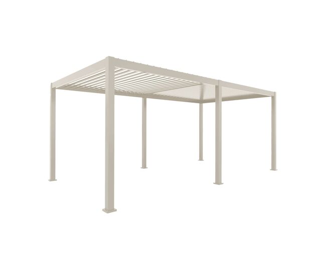 Pérgola bioclimática 3x6m de aluminio con lamas orientables, triomphe 3x6m, beige, 600x50x350 cm