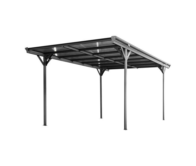 Cochera con techo de aluminio y policarbonato, 15m² antracita - 298.5x74x17 cm