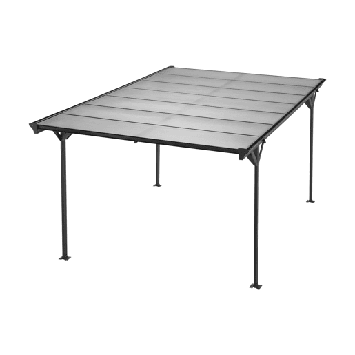Cobertura para carro de alumínio e policarbonato 15m², Born, Antracite, 298.5x74x17 cm