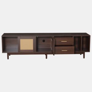 Móvel auxiliar 190x40x52 cm - Lowboard-TV-Schrank com 6 pés, com gavetas, para TVs de até 75 polegadas - Rattan castanho