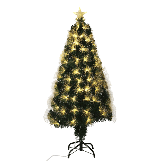 Árvore de Natal de fibra ótica, com 130 luzes LED de cor quente e uma estrela.