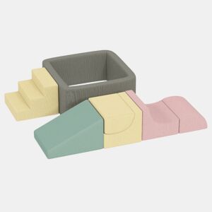 AIYAPLAY Conjunto de 7 Blocos de Espuma para Crianças Blocos de Psicomotricidade com Capas de Veludo Laváveis Conjunto de Escalada Interior para Escalar e Rastejar Multicolor