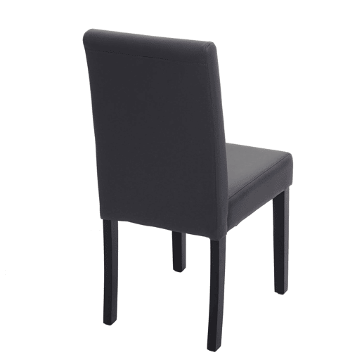 Conjunto de 6 cadeiras de jantar de design moderno em PVC cinza fosco com pés de madeira escura 04_0007659