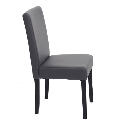 Conjunto de 6 cadeiras de jantar de design moderno em PVC cinza fosco com pés de madeira escura 04_0007659