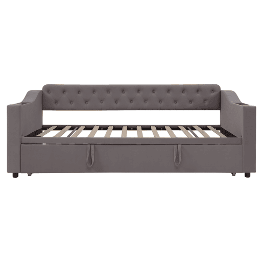 Sofá-cama 90180*190 cm - Braço mais largo e espesso com porta USB, armazenamento integrado nos braços, com bolsos, com estrado - Cinza escuro