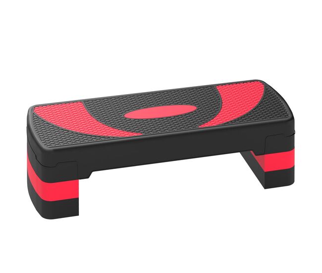 Homcom step de aeróbic, step para fitness antideslizante con altura regulable 3 niveles de 10/15/20 cm, tabla plataforma stepper para ejercicio en casa gimnasia, carga 150 kg 80x31x20 cm, rojo
