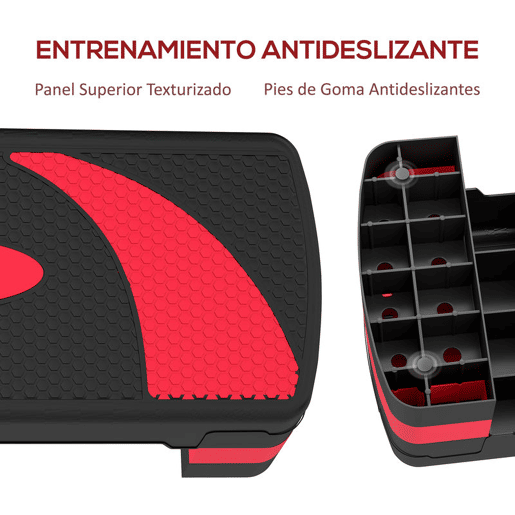 HOMCOM Step para Exercício Aeróbico Plataforma Step com Altura Ajustável em 3 Níveis com Carga Máxima 150kg para Exercício em Academia Casa 80x31x10-20 cm Vermelho e Preto