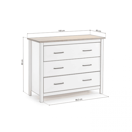 Cómoda Eira Blanco - Oak 100 x 80 x 40 cm