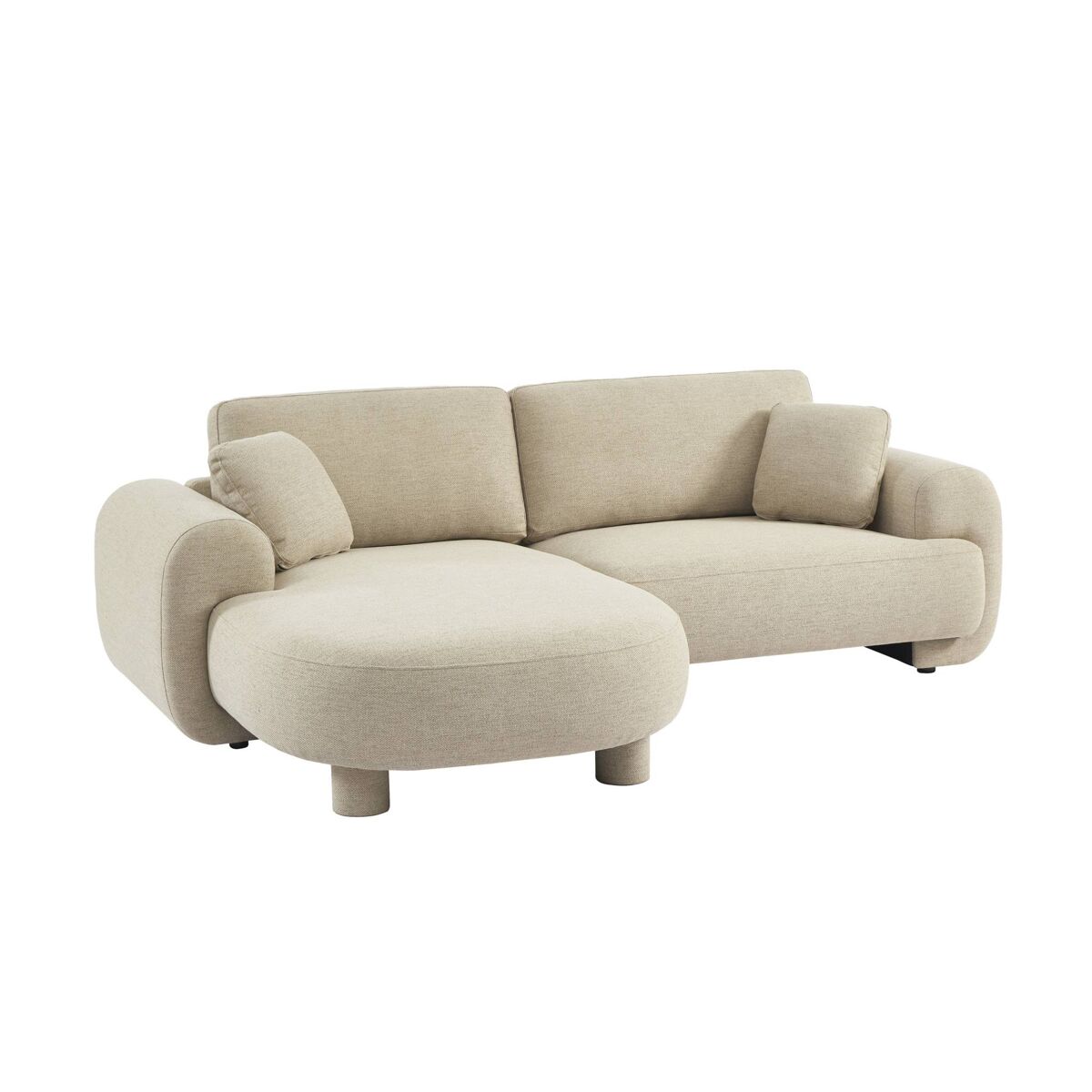 Sofá esquinero izquierdo con patas redondas, 3 plazas beige - 231x160x88 cm