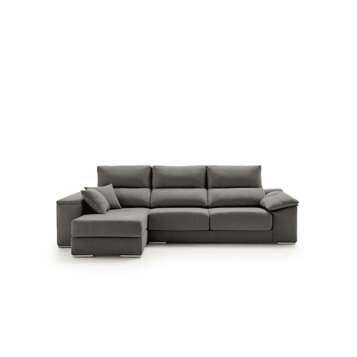 Sofá Chaise Longue Corsa em tecido resistente a manchas, cor Marengo (lado esquerdo)