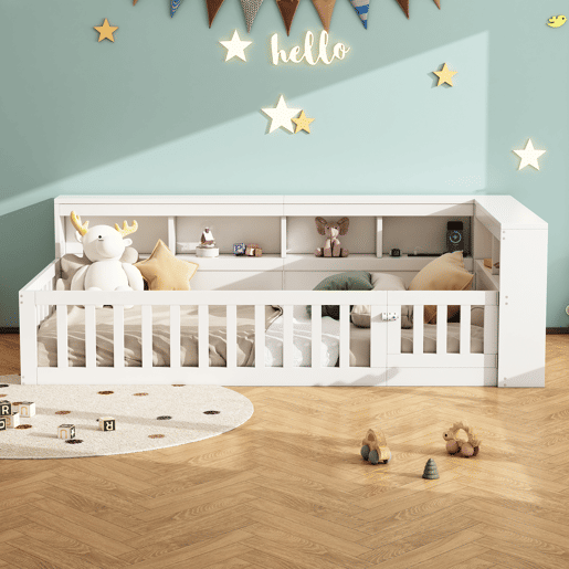 Cama 90x200cm - Sofá-cama, com compartimento de arrumação, com estrado (sem colchão), com tomada e USB - Branco
