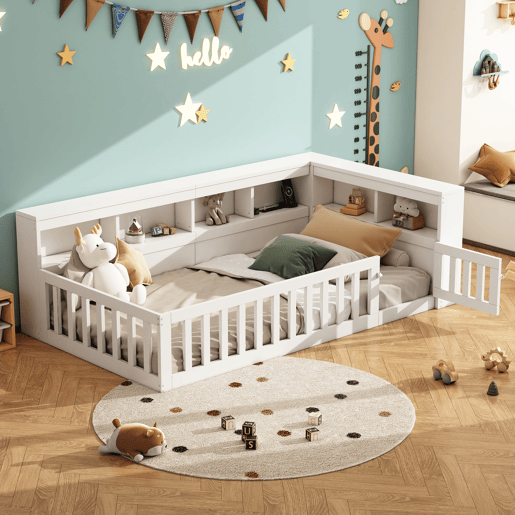 Cama 90x200cm - Sofá-cama, com compartimento de arrumação, com estrado (sem colchão), com tomada e USB - Branco