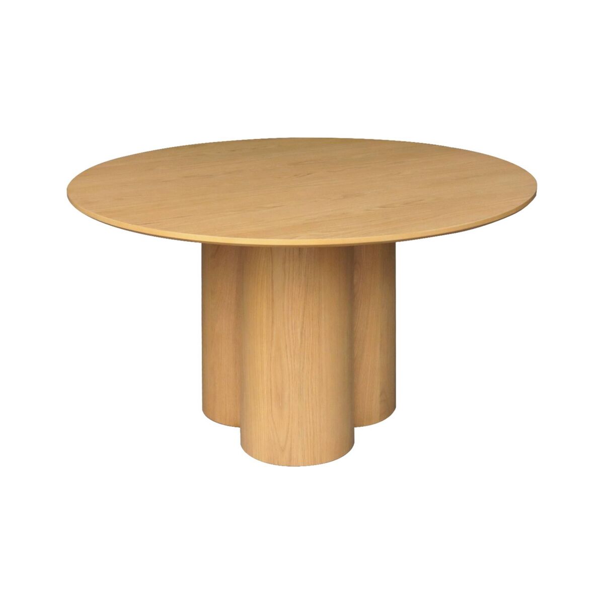Mesa de comedor redonda de madera de hevea con 4 plazas, 130cm, leonore, natural, 130x130x73 cm
