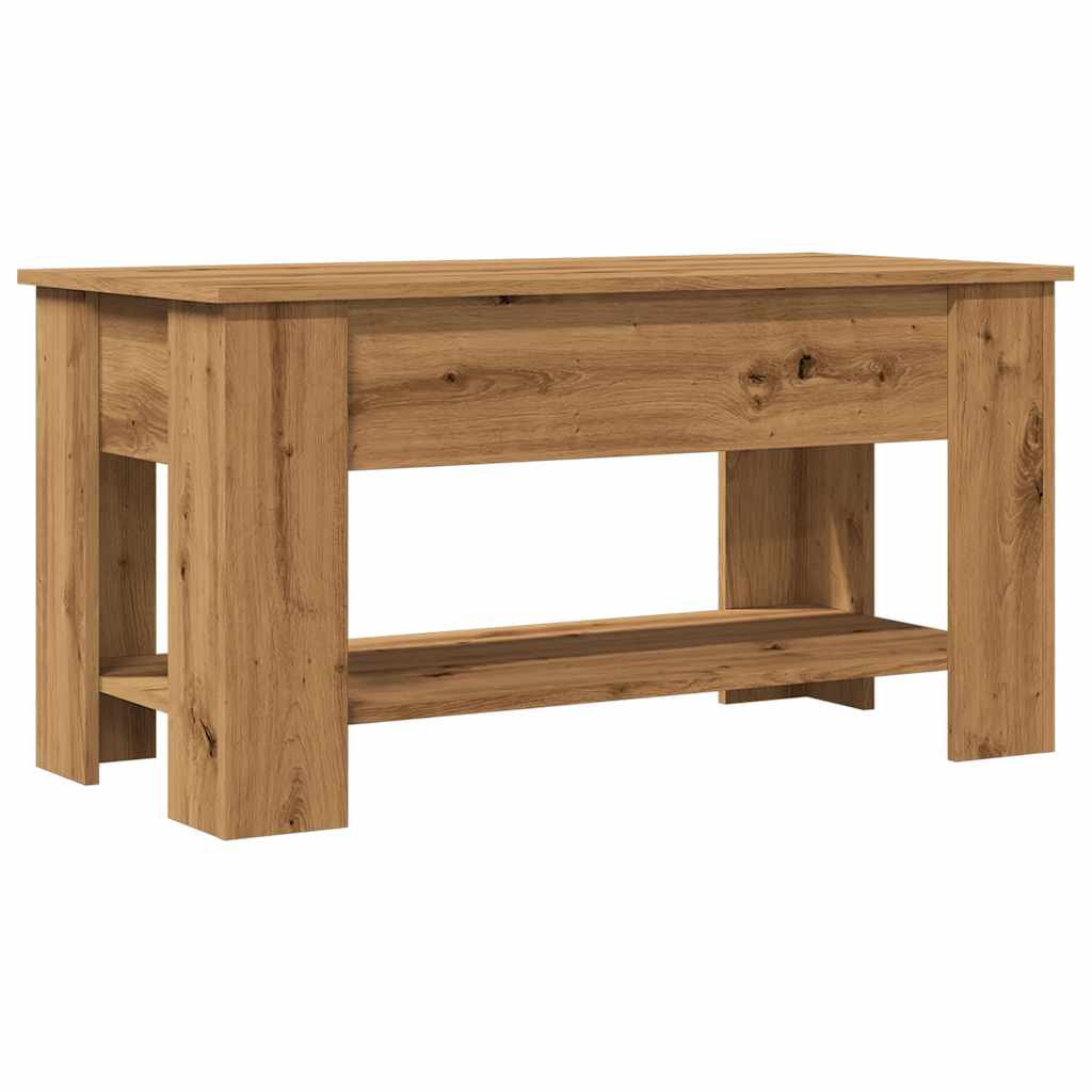 mesa de centro madera de ingenieria roble artesanal 101x49x52cm