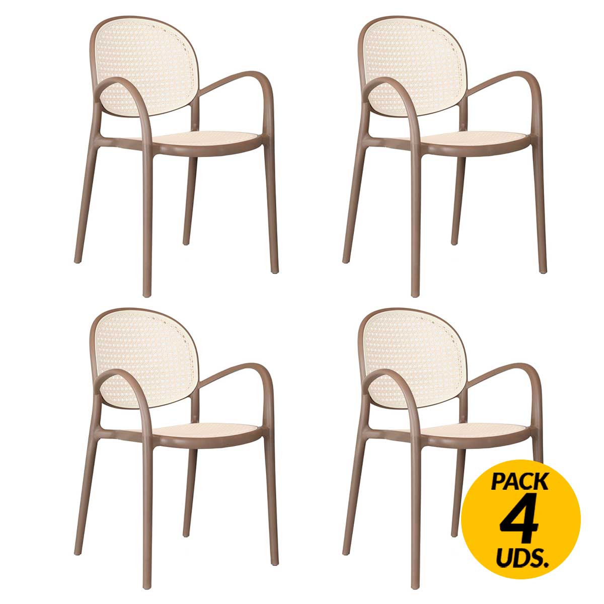 Pack de  sillas multiusos Masía diseño vintage con reposabrazos