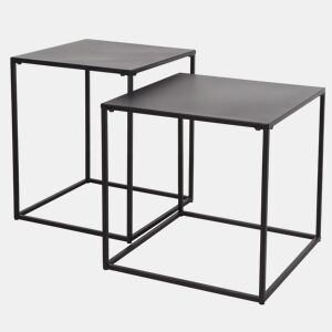 Max Home Conjunto de 2 mesas de apoio em metal 38x38x37 cm e 34x34x41 cm