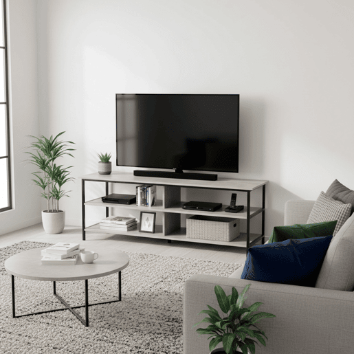 Max Home Mesa de TV com efeito cimento 5 prateleiras 110x40x45 cm Max Home Mesa de TV com efeito cimento 5 prateleiras 110x40x45 cm