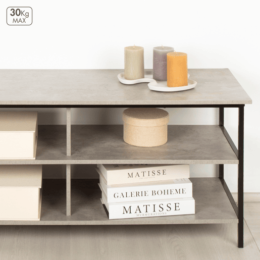 Max Home Mesa de TV com efeito cimento 5 prateleiras 110x40x45 cm Max Home Mesa de TV com efeito cimento 5 prateleiras 110x40x45 cm