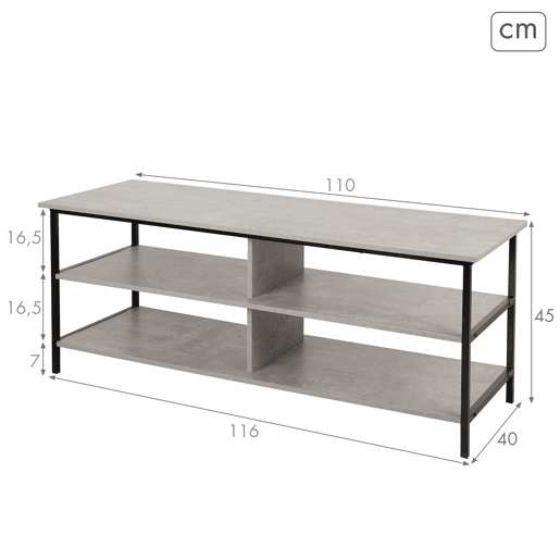 Max Home Mesa de TV com efeito cimento 5 prateleiras 110x40x45 cm Max Home Mesa de TV com efeito cimento 5 prateleiras 110x40x45 cm