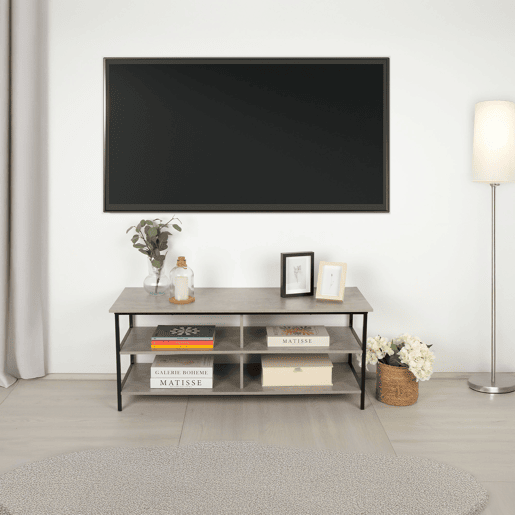 Max Home Mesa de TV com efeito cimento 5 prateleiras 110x40x45 cm Max Home Mesa de TV com efeito cimento 5 prateleiras 110x40x45 cm