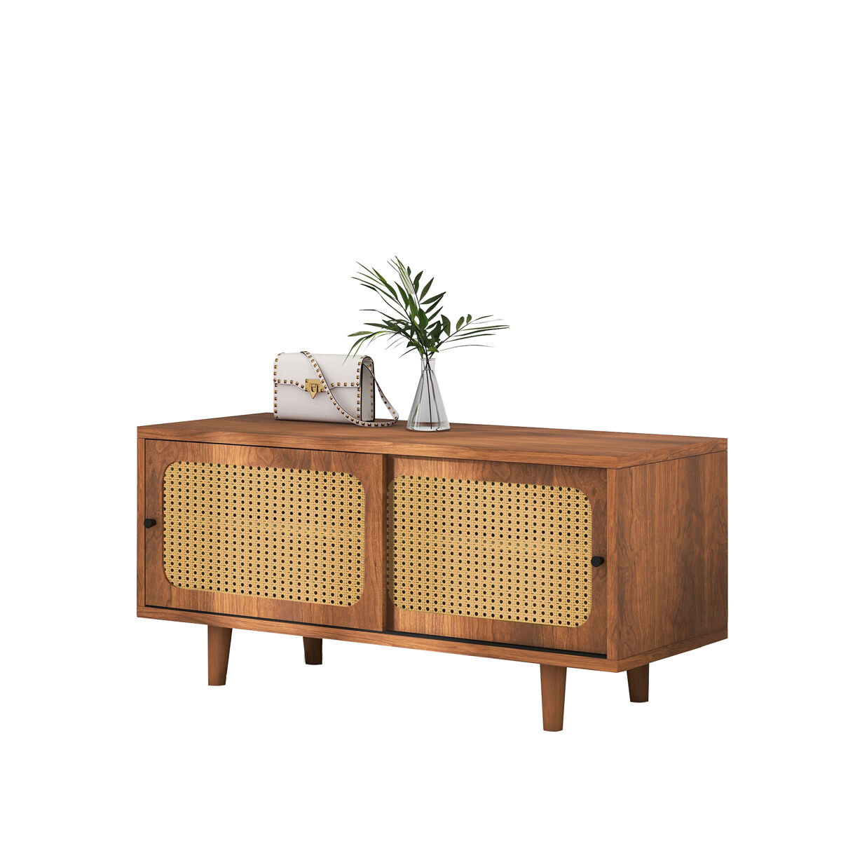 MEUBLES COSY Zapatero De Madera Con Puertas De Ratán