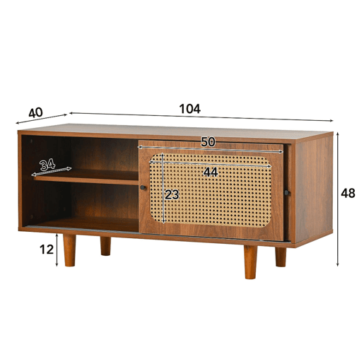 Sapateira De Madeira Com Portas Deslizantes De Rattan Natural, Estilo Nórdico Retro Em Tom Nogal, Com Prateleiras Ajustáveis E Pés De Madeira Maciça, Ideal Para Hall De Entrada, Corredor Ou Quarto