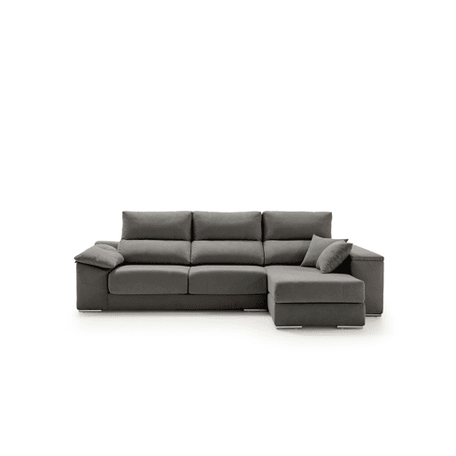 Sofá chaise longue Corsa em tecido antimanchas Marengo, lado direito.