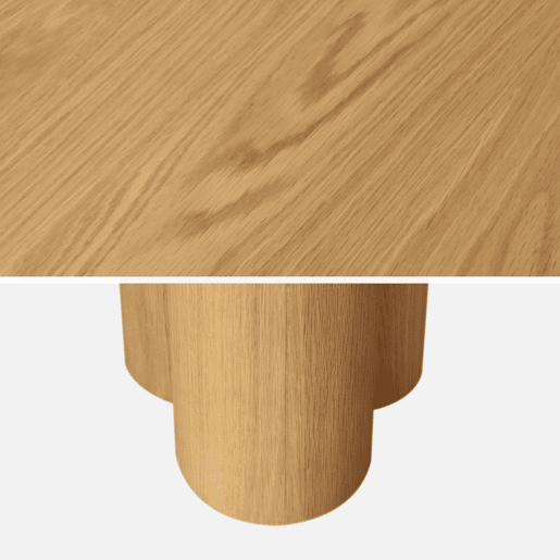 Mesa de jantar oval de madeira e folheado de carvalho para 8 lugares, Leonore, Natural, 220x110x73 cm